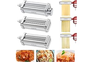 Accesorio para Pasta para KitchenAid Robot de Cocina, Accesorios de la máquina 3 en 1 de para Kitchenaid Pasta, COFUN Rodillo para Hojas de Pasta Cortador de Espaguetis Cortador de Fettuccinea