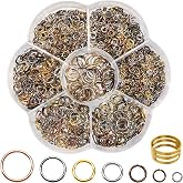 TOAOB 1000 Pieces Open Jump Ring 7 Colors 3mm to 10mm Size Mixed Metal Thickened for Making Necklaces Jewelry Bracelets Earri