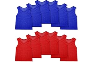 Sintege 12 Stück Nylon Mesh Trainingswesten Team Markierungshemden Training Leibchen für Kinder Jugendliche Sport Basketball Fußball Volleyball