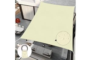 RICHIE Sun Shade Sail Rectangle 2m x 3m Waterproof, 98% UV Block Awnings for Patios with Free Rope, Sunscreen Awning Canopy, Rectangular Garden Shelter for Outdoor Garden Patio Yard Lawn Party, Beige