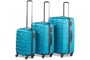 VonHaus Suitcase Set, Teal 3pc Lightweight Wheeled Luggage, ABS Plastic Carry On or Check in Travel Case, Durable Hard Shell w/ 4 Spinner Wheels, Built in Lock & Handle, Small/Medium/Large Holdall
