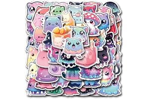 PNGIF Cartoon Cat Sticker Set of 50 Kawaii Funny Stickers for Laptop Kindle Skateboard Suitcase Motorcycle Helmet MacBook, Waterproof Sticker Bomb Small Sticker