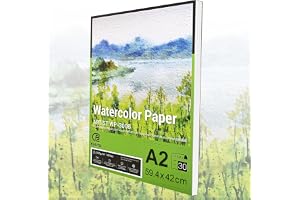 ESENG® Premium akvarellpapper DIN A2, 100 % bomull – 30 x ark – 300 GSM – vit, akvarellblock, målarblock papper för akvarell