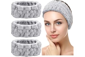 Chuangdi 3 Pieces Spa Headband for Women Facial Makeup Headband Soft Terry Cloth Hairband for Washing Face Mask Spa Shower Gifts(Gray)