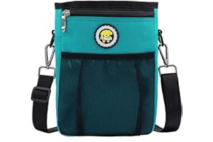 Fttouuy Sac Friandise pour Chien, Pochette pour Chien de Dressage avec Bandoulière Réglable, Sac de Dressage de Friandises pour Friandises, Jouets pour Animaux et Accessoires de Dressage(Bleu Cyan)