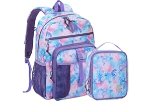 VASCHY Mochila Escolar Niño Niña 5–9 Años 16 L, 30 x 12,5 x 43 cm, Ligera y Resistente al Agua con Bolsillo para Botella, Incluye Bolsa Almuerzo Térmica 8,5 L Multicolor