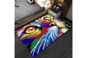 80X115CM kit tapis point noué crochet à la main kits tapis tapis d'animaux pour débutants en décoration d'intérieur