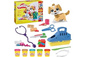 Play-Doh Coffret Le Cabinet Vétérinaire, Mallette Transportable avec Chien, 10 Outils et 5 Pots de Pâte à Modeler Atoxique, Jouet Créatif pour Enfants dès 3 Ans