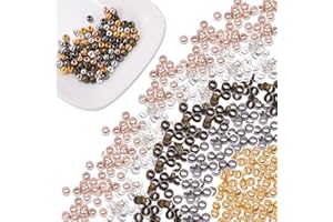 FENGYING 1000 Pezzi Distanziatore Perline Rotonde,Ottone Crimpare Perline,Perline Distanziali,Perline a Crimpare,per DIY Collane,Bracciali,Gioielli che Fanno,Oro/Argento/Bronzo/Nero/Oro rosa (2.5mm)