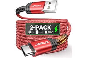‎JSAUX JSAUX USB C Kabel 3.1A [2 Stück 2M], Ladekabel USB C Nylon Geflochten Schnellladekabel Kompatibel mit Samsung Galaxy S25 S24 S23 Ultra S22 S21, iPhone 17 16 15 Pro Max, CarPlay, PS5 Controller-Rot