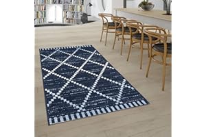 ‎PACO HOME Paco Home In- & Outdoor Flachgewebe Teppich Ethno Geometrisch Skandi-Design In Blau Weiß, Grösse:120x170 cm