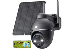 YESKANO 4G LTE Camara Vigilancia Exterior Solar con Tarjeta SIM, 2K HD, PTZ 355°/110°, Detección de Personas PIR, Visión Nocturna en Color, Voz Bidireccional, Almacenamiento Seguro, Solo 4G, No WiFi