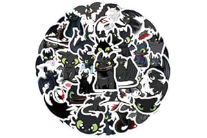 DIWSO 50 pezzi Toothless Adesivi, Adesivi Classici dei Cartoni Animati per Computer Portatile, Snowboard, Valigia, Album, Skateboard, Adolescente, Impermeabile