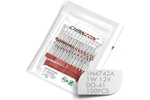 (Packung mit 100 Stück) Chanzon 1N4742A 1N4742 Power Zener Diode 1W 12V DO-41 (DO-204AL) Axial Dioden 1 Watt 12 Volt