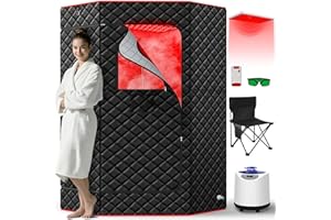 I-THERA-U Infrarot Sauna für Zuhause - Tragbare 660 & 850 nm Dampfsauna Infrared Sauna, Ganzkörper-Dampfzelt mit 3L 1200W Dampfgenerator Dampfbad, 15 Hitzestufen, Stuhl, Fernbedienung