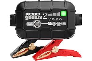 NOCO GENIUS2: 2A 6V/12V Smart Battery Charger – Automatic Maintainer, Trickle Charger & Desulfator with Overcharge Protection & Temperature Compensation – For Lead-Acid & Lithium Batteries