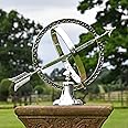 Black Country Metal Works Antique Silver Finish Almwick Manor Solid Brass Garden Armillary Sphere Garden Sundial