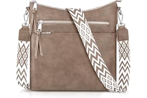 LUROON Umhängetasche Damen Mittelgroß, Leicht Leder Handtasche Damen Kleine mit Vielen Fächern Crossbody Bags Damenhandtasche mit Verstellbar Breitem Schultergurt