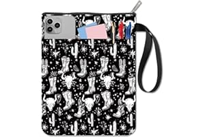 CRASPIRE Western Cowboy Elements Book Covers Cactus Book Protector Green Book Sleeve for Paperbacks Washable Fabric Cloth Book Cover with Zipper and Extra Sleeve Pocket for Book Lovers Classmate Gifts