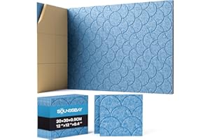 SOUNDSBAY 12-Pack Acoustic Wall Panels Self-Adhesive, 10.6lb/ft³ High Density Acoustic Panels, 12" X 12" Sound Proofing Panels for Door, Ceiling, Home Office, Sky Blue