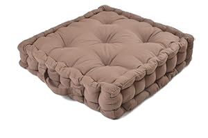 ARTISTIC FASHIONISTA LIMITED 100% Cotton Armchair Booster Cushion Large Square Booster Seat Pad Dining Chair Thick Firm Cushion, Ideal for Home, Office, Garden, Pregnancy, Maternity, Elderly, Post Surgery (Brown)