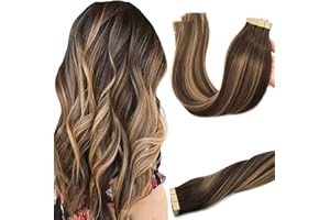 GOO GOO Extensiones de cabello, 40cm 20pcs 50g Marrón Chocolate a Rubio Caramelo Extensiones de cabello, Remy Extensiones de Cabello Natural Humano Auténtico