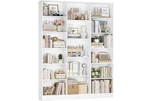 ‎FIRFURD FirFurd Bücherregal 188 cm, Regal mit 17 Fächern, Bücherschrank, Standregal, Aufbewahrungsregal, für Wohnzimmer Büro Arbeitszimmer, 149 x 23,5 x 188 cm, weiß