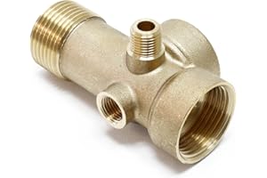 Wiltec 5-Wege Verteiler Messing 2x 1" IG 1x 1" AG 1x 1/4" IG 1x 1/4" AG Anschluss für Hauswasserwerk, Pumpe und Membrankessel