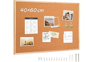 DOLLAR BOSS Cork Board Pin Board 40 X 60CM, Cork Boards for Walls Cork Notice Board Wood Framed Display Hanging Pin Board, Vision Board Bulletin Board for Home Kitchen Office 10 Pushpins