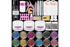 COSCELIA Kit de Polvo Cristal para Uñas y Herramientas Decoración para Manicura Kit de Arte Unas