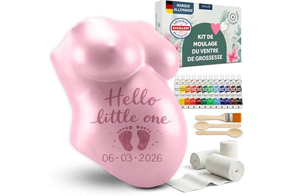 Amari ® Kit d'empreintes de plâtre pour ventre de bébé - Cadeau pour future mère, plâtre pour l'empreinte abdominale - Souvenirs de grossesse