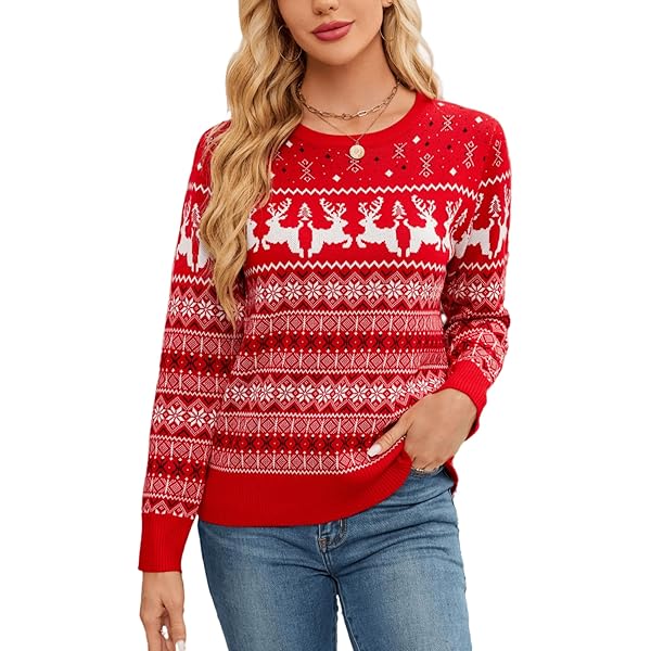 Robe Pull Tricot Noël Robe Pull De Noël Pour Fille - Tricot Rouge