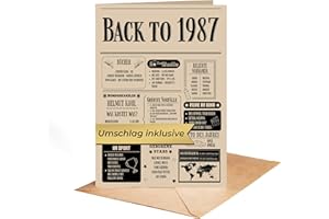 PULSE OF HOME Geschenk zum 38 Geburtstag Mann und Frau – Geburtstagsgeschenk für Männer – Back in 1987 Kärtchen im Design Zeitung aus 1987 – Super Geschenke für Männer und Geschenke für Frauen zum 38. Geburtstag