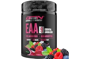 GEN GERMAN ELITE NUTRITION Poudre d’EAA 532 g (38 portions) - Les 9 acides aminés essentiels incl. histidine & BCAA - Formule Human Code - Végane - Très bonne solubilité - Boisson d’acides aminés rafraîchissante (Wildberry)
