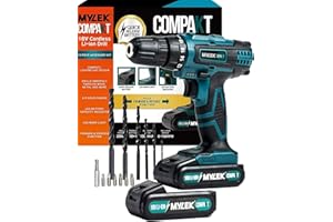 MYLEK 18V Cordless Drill with Two Batteries - Lithium Ion, UK Charger, 18 Volts Combi Drill Driver Electric Screwdriver, DIY Accessory Kit, (Blue 18V Drill with Two Batteries)