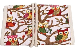 Tnfeeon Custodia per Ferri da Maglia Borsa in Tessuto Oxford Vuota Uncinetti Borsa Portaoggetti Borsa per Ferri da Maglia Stoccaggio Cerniera Organizzatore per Esterni per la Casa(Gufo)