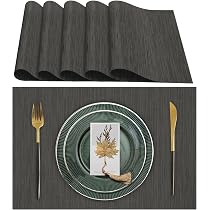 Lot De 6 Sets De Table Lavables Lumaca - PVC/Polyester - Antidérapants Et Résistants à La Chaleur - Noir
