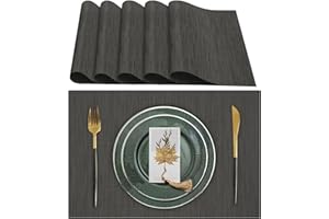 Lumaca Manteles Individuales Lavables, Juego de 6 Salvamanteles Individuales (70% PVC, 30% Poliéster), Resistentes al Calor, Antideslizantes, para Mesa de Cocina y Restaurantes,Gris Oscuro