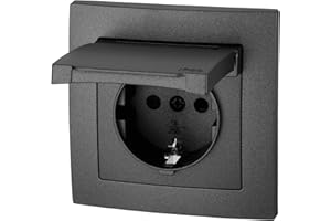 ADAKAT Gniazdo podtynkowe IP44, All-in-One, seria ET-1 antracyt