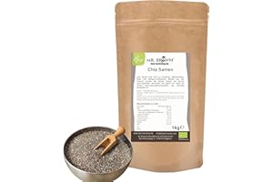 ‎MR. BROWN 1kg BIO Chia Samen, Chiasamen, Salvia Hispanica, aus kontrolliert biologischem Anbau, schwarz