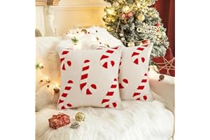 TETSMG Weihnachtskissenbezug 45x45 cm, 2 Stück, Weihnachtsdeko Innen Kissenbezüge, Kissenhülle Weihnachten Deko (Zuckerstangen B)