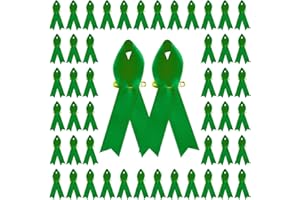 CRAFFANCY Lot de 100 Broches en Forme de Ruban Vert en Satin pour Sensibilisation au Cancer du Foie et à l'environnement