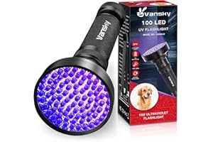 Vansky UV-Lampe Schwarzlichtlampe, Ultraviolett 100 UV LED Taschenlampe 395nm, Blaulicht Trocken Katzen Hund Haustiere Urin Detektoren, Batterien Nicht Enthalten