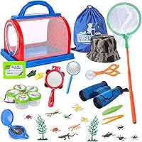 Draussen Forscherset Spielzeug, Bug Catcher Kit 27 Stück mit Kinder fernglas, Schmetterlingsnetz, Kompass Lupe, Insect…