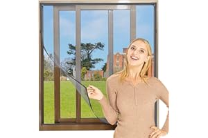 NeatiEase Adjustable DIY Magnetic Fly Screen Window Max 100x 130 cm with Full Frame Magnetic Strip Easy Installation Fits Any Size Smaller Insect Mesh Mosquito Net for Windows (Grey Frame Grey Net)