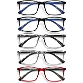 OPULIZE Ink Pack 5 Reading Glasses Large Black Grey Red Men Women Spring Hinges RRRRR4-1177Z +2.50