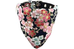 Newtensina Doux Bandana Collier de Chien Classique Fleur Sakura Design Mignon Bandana pour Chiens Chats - Noir - XS