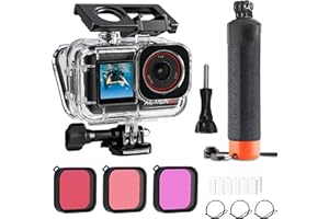 FitStill Wodoodporna obudowa 50 m i 3 filtry i pływający uchwyt ręczny zestaw kompatybilny z DJI Osmo Action 5 Pro Action 4 Action 3, snorkeling, surfowanie, wakeboarding pokrowiec ochronny zestaw