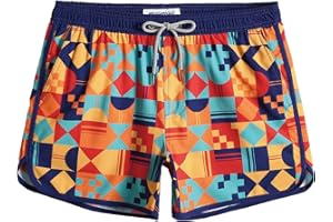 MaaMgic Short de Bain Homme Vintage - Maillot de Bain Homme Bermuda Séchage Rapide Doublure Confortable avec 3 Poches