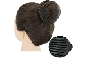 IMISSU Moño trenzado bailarina Donut postizos Scrunchie garra pelo moño Updo para mujeres boda fiesta (M4 Chocolate Cafe)